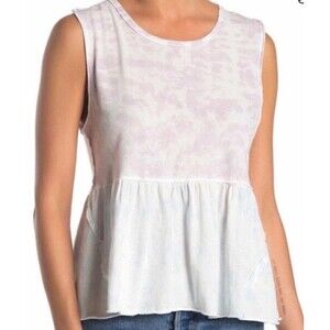 Free People Peplum Tie Die Tank Top Size Small High Low Hem We The Free